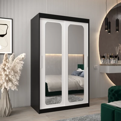 DONICELA 2 tükrös szekrény - 120 cm, fekete / fehér