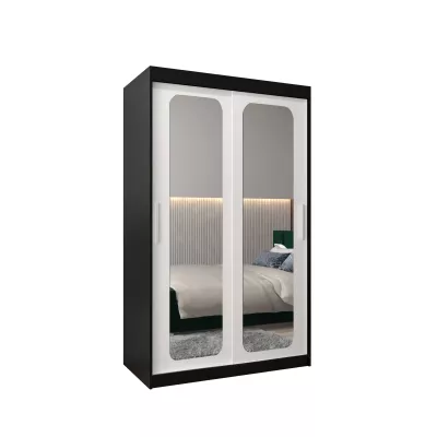 DONICELA 2 tükrös szekrény - 120 cm, fekete / fehér