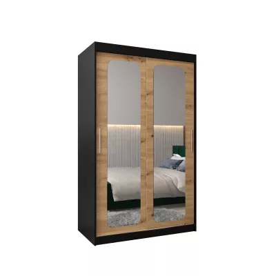 DONICELA 2 tükrös szekrény - 120 cm, fekete / artisan