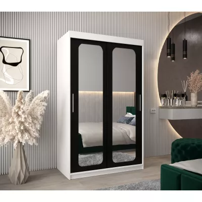 DONICELA 2 tükrös szekrény - 120 cm, fehér / fekete