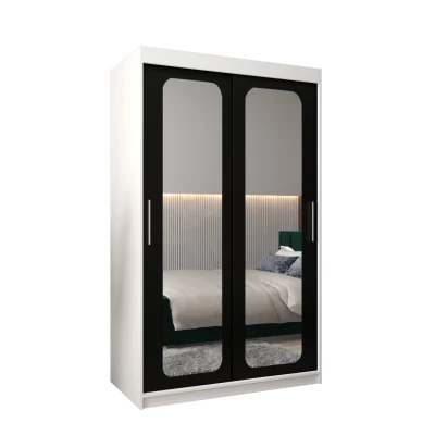 DONICELA 2 tükrös szekrény - 120 cm, fehér / fekete