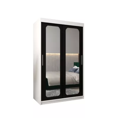 DONICELA 2 tükrös szekrény - 120 cm, fehér / fekete