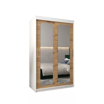 DONICELA 2 tükrös szekrény - 120 cm, fehér / artisan