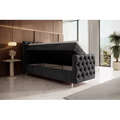 ADRIA PLUS kárpitozott ágy 80x200 tárolóhellyel - balos, világosgrafit
