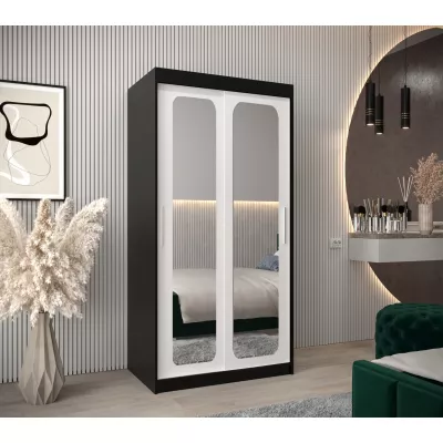 DONICELA 2 tükrös szekrény - 100 cm, fekete / fehér