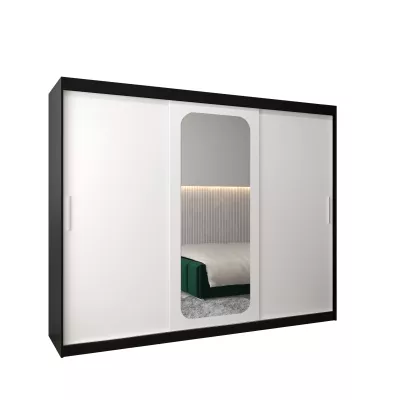 DONICELA 1 tükrös szekrény - 250 cm, fekete / fehér