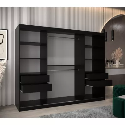 DONICELA 1 tükrös szekrény - 250 cm, fekete / fehér