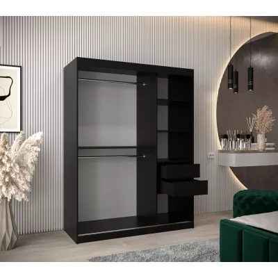 DONICELA 1 tükrös szekrény - 150 cm, fekete / sonoma