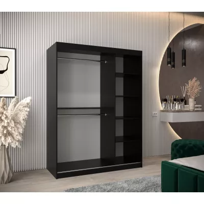 DONICELA 1 tükrös szekrény - 150 cm, fekete / sonoma