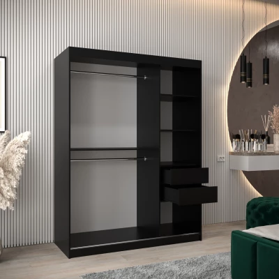 DONICELA 1 tükrös szekrény - 150 cm, fekete