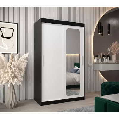 DONICELA 1 tükrös szekrény - 120 cm, fekete / fehér