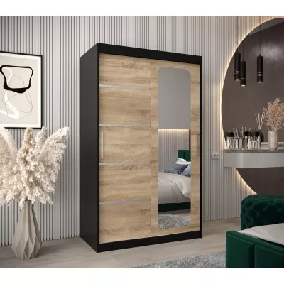 DONICEL 3 tükrös szekrény - 120 cm, fekete / sonoma