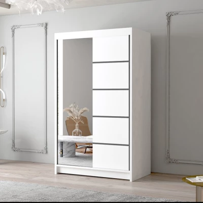 NICA kétajtós gardróbszekrény tükörrel - 120 cm széles, fehér