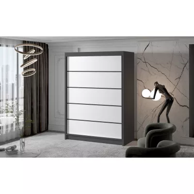 NICA kétajtós gardróbszekrény - 150 cm széles, fekete / fehér