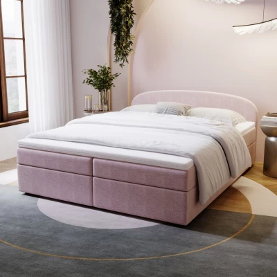 KIRSTEN 1 kárpitozott ágy tárolóhellyel 140x200 - rózsaszín