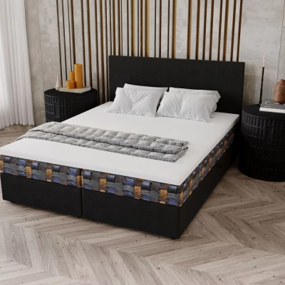 OTILIE 3 kárpitozott ágy 140x200 tárolóhellyel - antracit + mintás