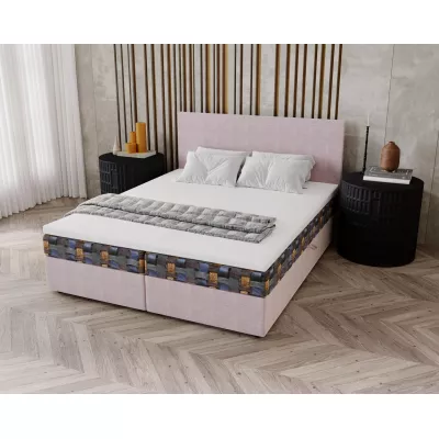OTILIE 3 kárpitozott ágy 140x200 tárolóhellyel - rózsaszín + mintás