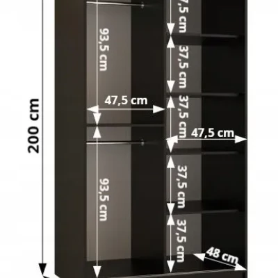MATILDA 2 gardróbszekrény - 100 cm, fehér / ezüst