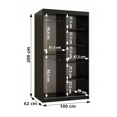 MATILDA 2 gardróbszekrény - 100 cm, fehér / ezüst