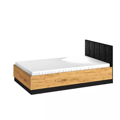 Egyszemélyes ágy 120x200 SABEL - fekete / aranyszínű artisan tölgy