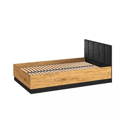 Egyszemélyes ágy 120x200 SABEL - fekete / aranyszínű artisan tölgy