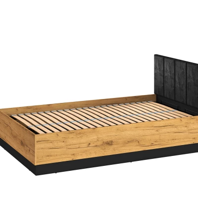 Egyszemélyes ágy 120x200 SABEL tárolóhellyel - fekete / aranyozott tölgyfa
