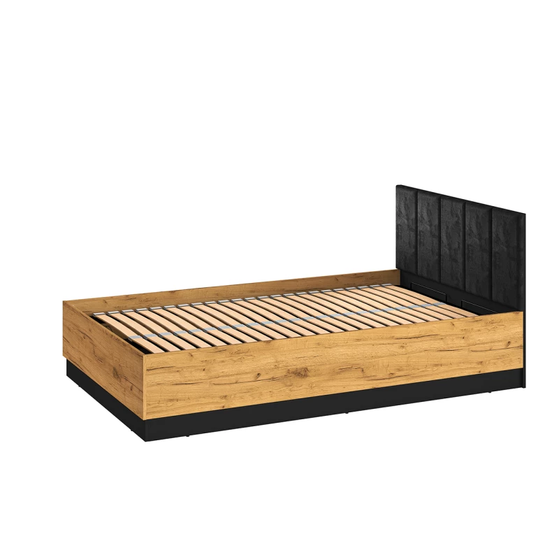 Egyszemélyes ágy 120x200 SABEL tárolóhellyel - fekete / aranyozott tölgyfa
