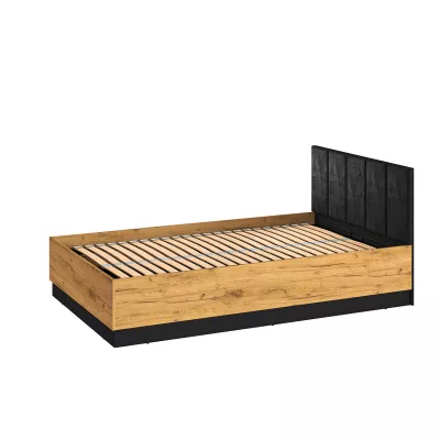 Egyszemélyes ágy 120x200 SABEL tárolóhellyel - fekete / aranyozott tölgyfa