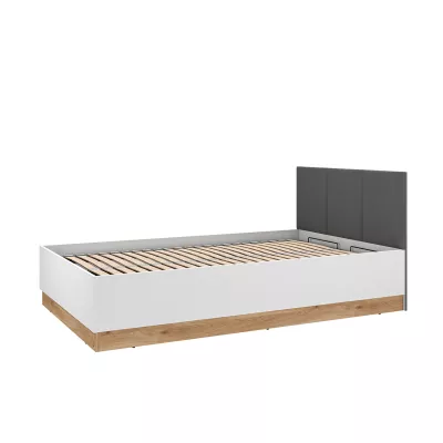 Egyszemélyes ágy 120x200 ARANA tárolóhellyel - fehér / castello tölgy / grafit