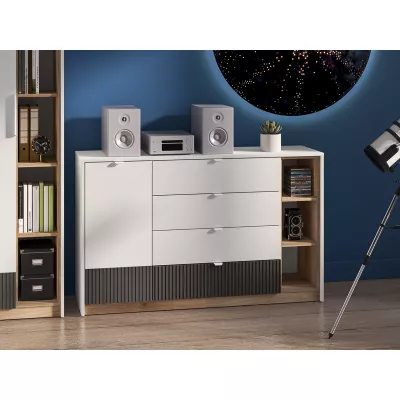 ARANA kombinált fiókos szekrény - fehér / castello tölgy / grafit