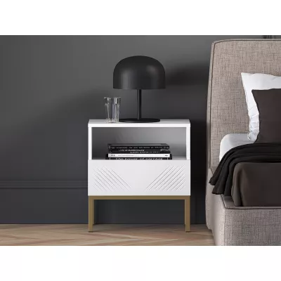 Éjjeliszekrény ADELE 3 - fehér / arany