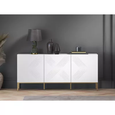 Háromajtós fiókos komód ADELE 3 - fehér / arany