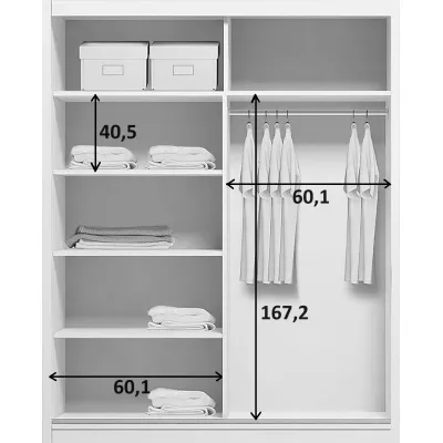 JESICCA 125/215-ös gardróbszekrény tükörrel - fehér