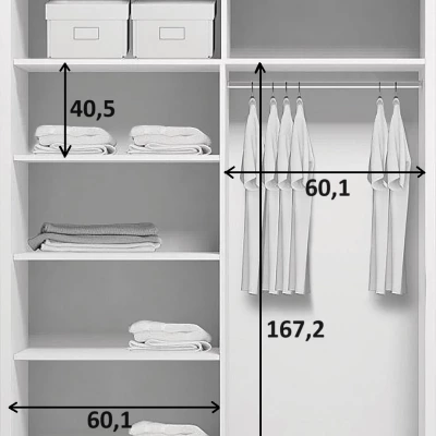 JESICCA 125/215-ös gardróbszekrény tükörrel - aranyszínű artisan tölgyfa