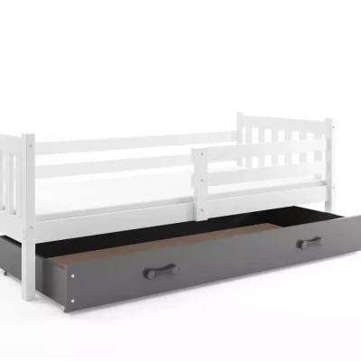 Gyerekágy 90x200 CHARIS - fehér / grafitszürke