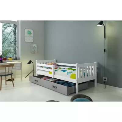 Gyerekágy 90x200 CHARIS matraccal - fehér / grafit