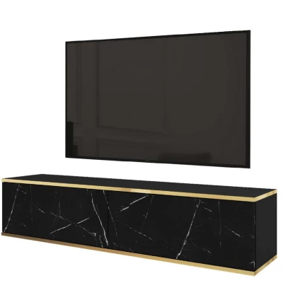 REFUGIO TV asztal - 135+I40 cm, fekete márvány / fekete 