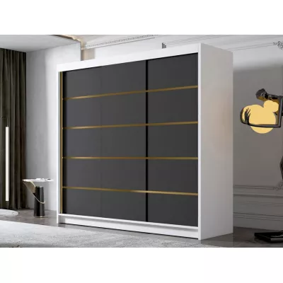 Gardróbszekrény 200 cm tolóajtókkal TIOGA - fehér / fekete