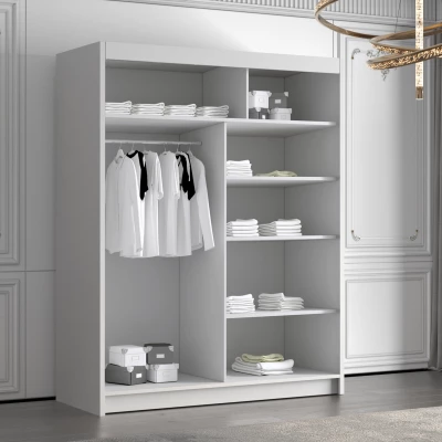 Magas szekrény 150 cm TENAHA - fehér / fekete