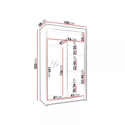Magas szekrény 100 cm SINTON - fekete