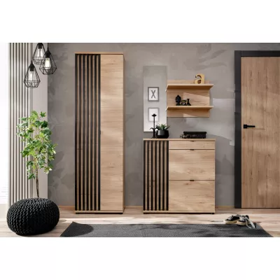 FLORENCIA 2 tükörrel ellátott előszobafal - hickory jackson / fekete