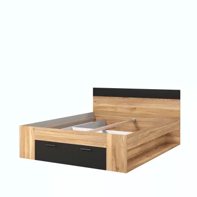 Franciaágy 160x200 tárolóhellyel CROWEL - mályvaszínű tölgy