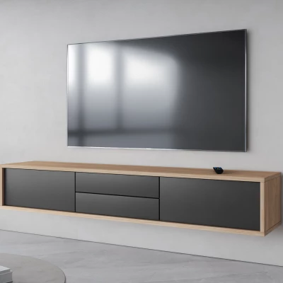 Függő TV állvány fiókokkal IRVING 2 - olajozott tölgy / antracit
