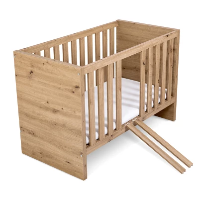 Gyermekágy 60x120 ALABANA korláttal - tölgyfa