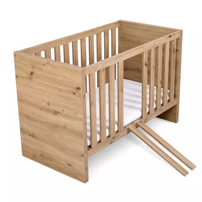 Gyermekágy 60x120 ALABANA korláttal - tölgyfa