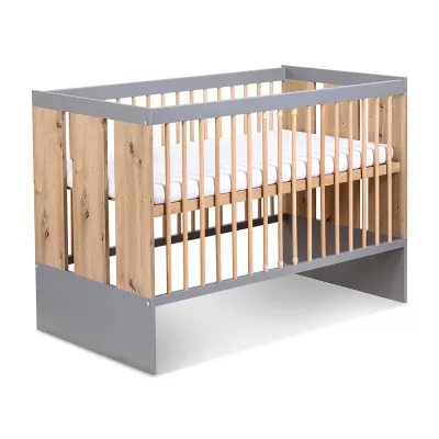 Rácsos kiságy 60x120 MALALA - szürke / tölgy