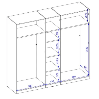 Szekrény tükörrel 226 cm CLYDE - olajozott tölgy