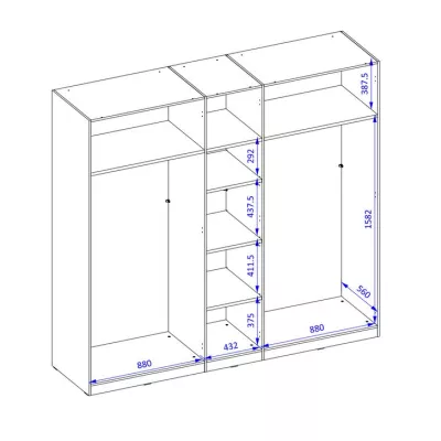 Szekrény tükörrel 226 cm CLYDE - olajozott tölgy