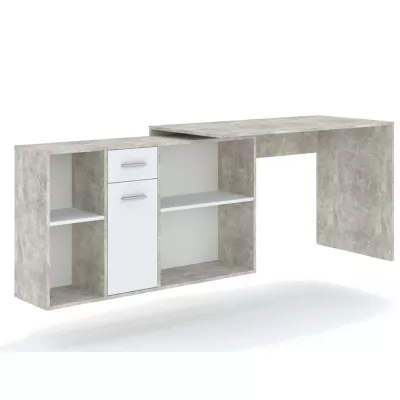 ZAVALLA sarok íróasztal - beton / fehér