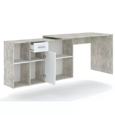 ZAVALLA sarok íróasztal - beton / fehér